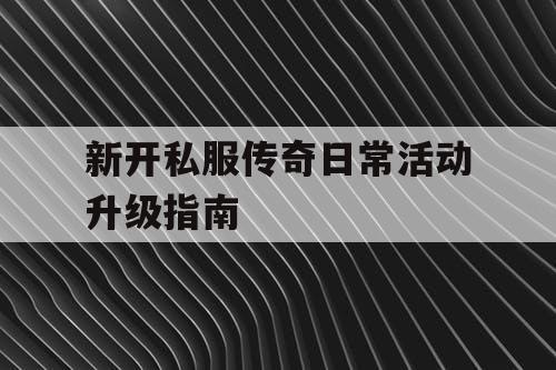 新开私服传奇日常活动升级指南
