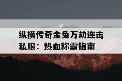 纵横传奇金兔万劫连击私服：热血称霸指南
