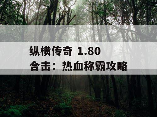 纵横传奇 1.80 合击：热血称霸攻略