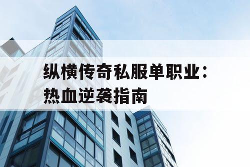 纵横传奇私服单职业：热血逆袭指南
