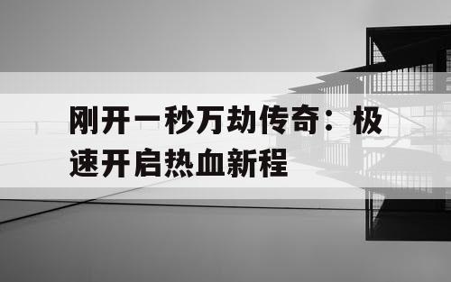 刚开一秒万劫传奇：极速开启热血新程