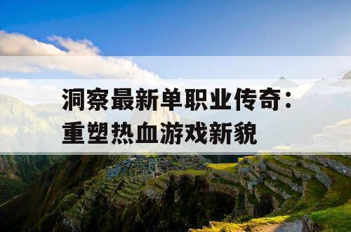 洞察最新单职业传奇：重塑热血游戏新貌