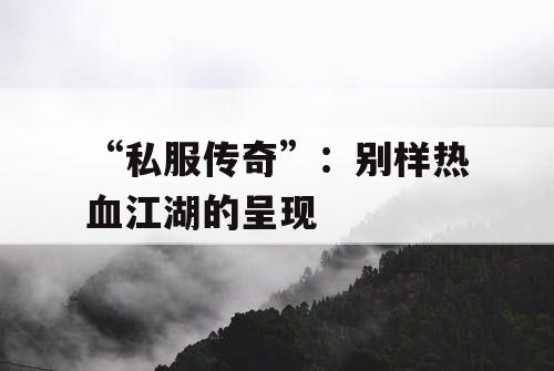 “私服传奇”:别样热血江湖的呈现 “私服传奇”:别样热血江湖的呈现