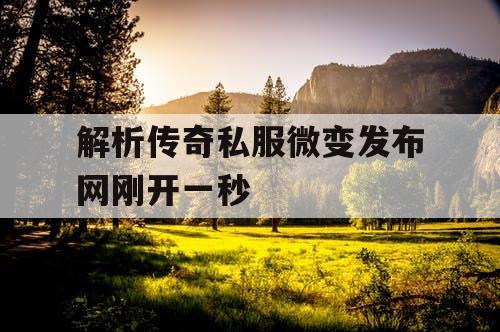 解析传奇私服微变发布网刚开一秒 解析传奇私服微变发布网刚开一秒