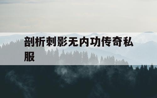 剖析刺影无内功传奇私服