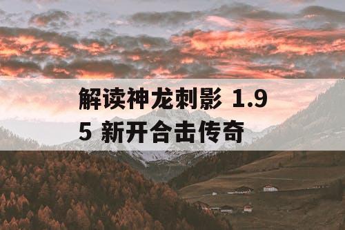 解读神龙刺影 1.95 新开合击传奇