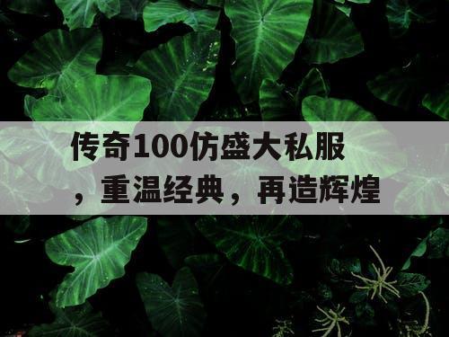 传奇100仿盛大私服,重温经典,再造辉煌 传奇100仿盛大私服,重温经典,再造辉煌