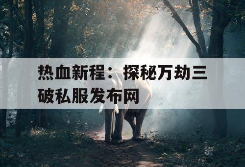 热血新程：探秘万劫三破私服发布网