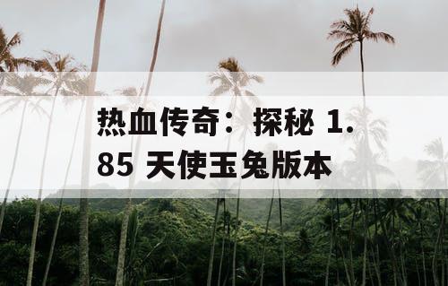 热血传奇：探秘 1.85 天使玉兔版本