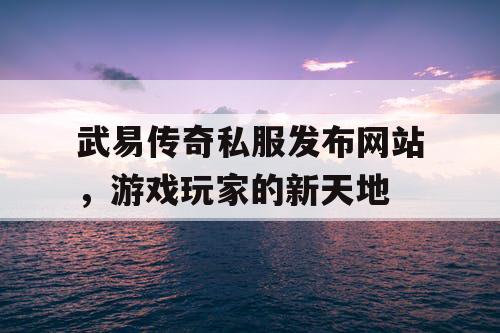武易传奇私服发布网站，游戏玩家的新天地