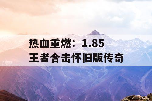 热血重燃：1.85 王者合击怀旧版传奇
