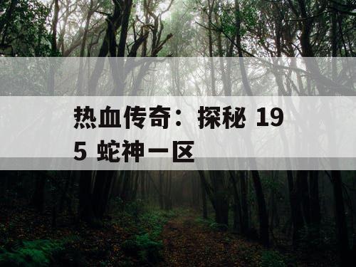 热血传奇：探秘 195 蛇神一区