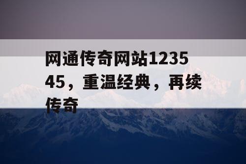 网通传奇网站123545，重温经典，再续传奇