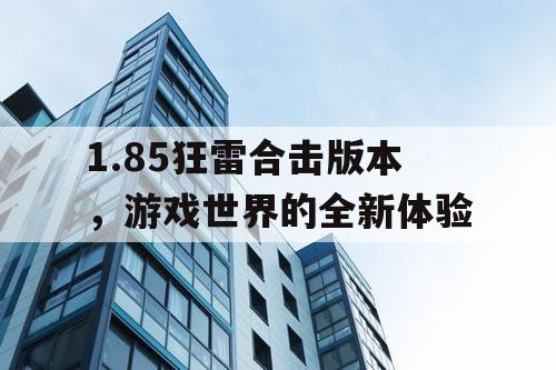 1.85狂雷合击版本,游戏世界的全新体验 1.85狂雷合击版本,游戏世界的全新体验