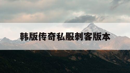 韩版传奇私服刺客版本