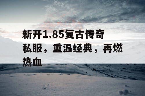 新开1.85复古传奇私服，重温经典，再燃热血