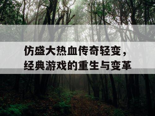 仿盛大热血传奇轻变,经典游戏的重生与变革 仿盛大热血传奇轻变,经典游戏的重生与变革