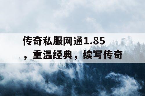 传奇私服网通1.85，重温经典，续写传奇