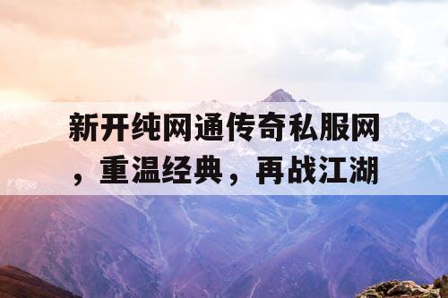 新开纯网通传奇私服网，重温经典，再战江湖