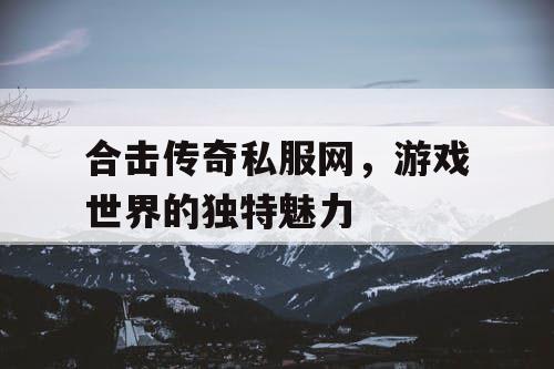 合击传奇私服网，游戏世界的独特魅力