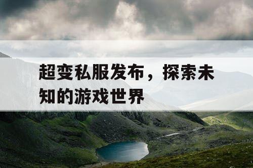 超变私服发布，探索未知的游戏世界
