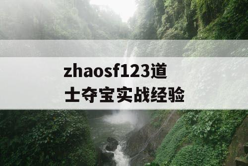 zhaosf123道士夺宝实战经验 zhaosf123道士夺宝实战经验